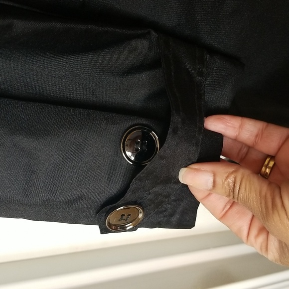 Capelli Womens Black With Leopard Print Lining Longsleeve Button Up Raincoat - Picture 6 of 16